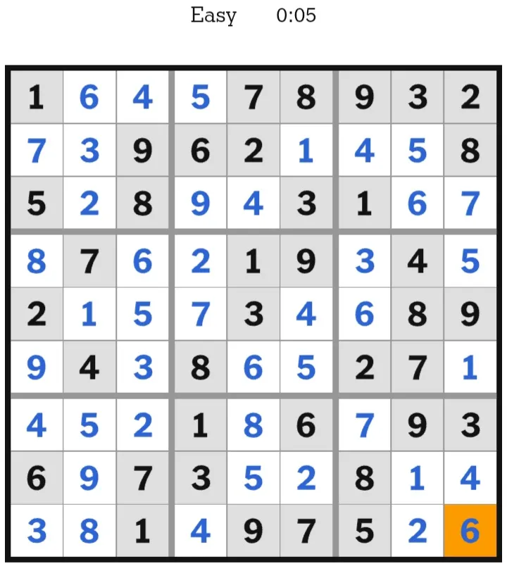 NYT Sudoku Easy Answers February 01, 2026