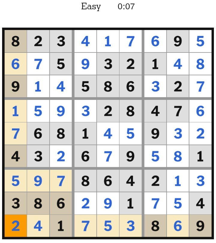 NYT Sudoku Easy Answers January 04, 2026