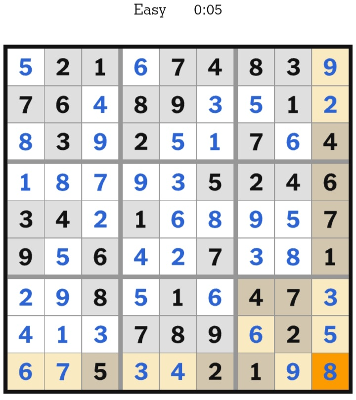 NYT Sudoku Easy Answers January 05, 2026