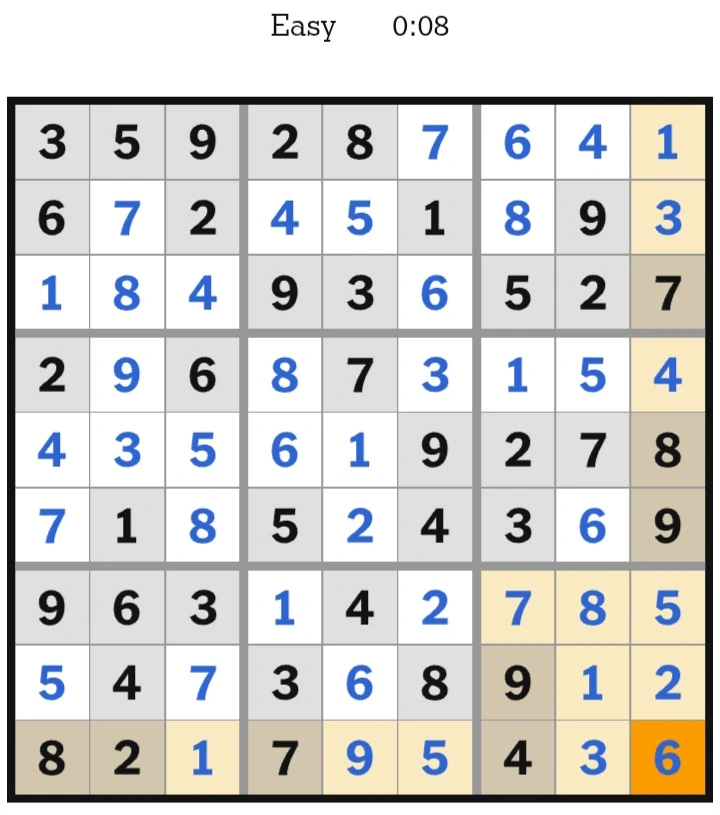 NYT Sudoku Easy Answers January 09, 2026