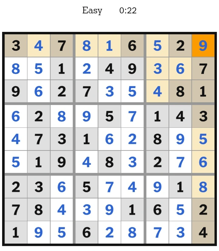 NYT Sudoku Easy Answers January 10, 2026