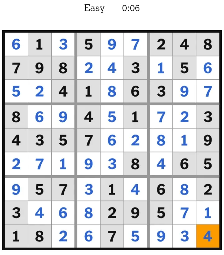 NYT Sudoku Easy Answers January 16, 2026