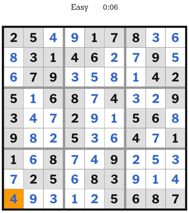 NYT Sudoku Easy Answers January 19, 2026