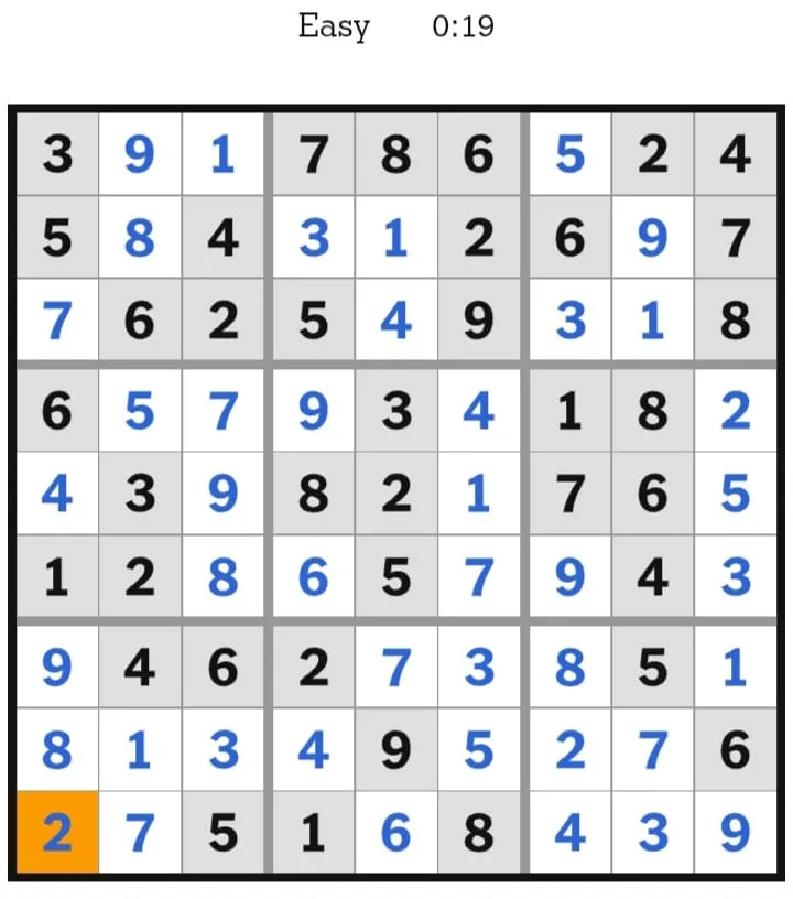 NYT Sudoku Easy Answers January 20, 2026