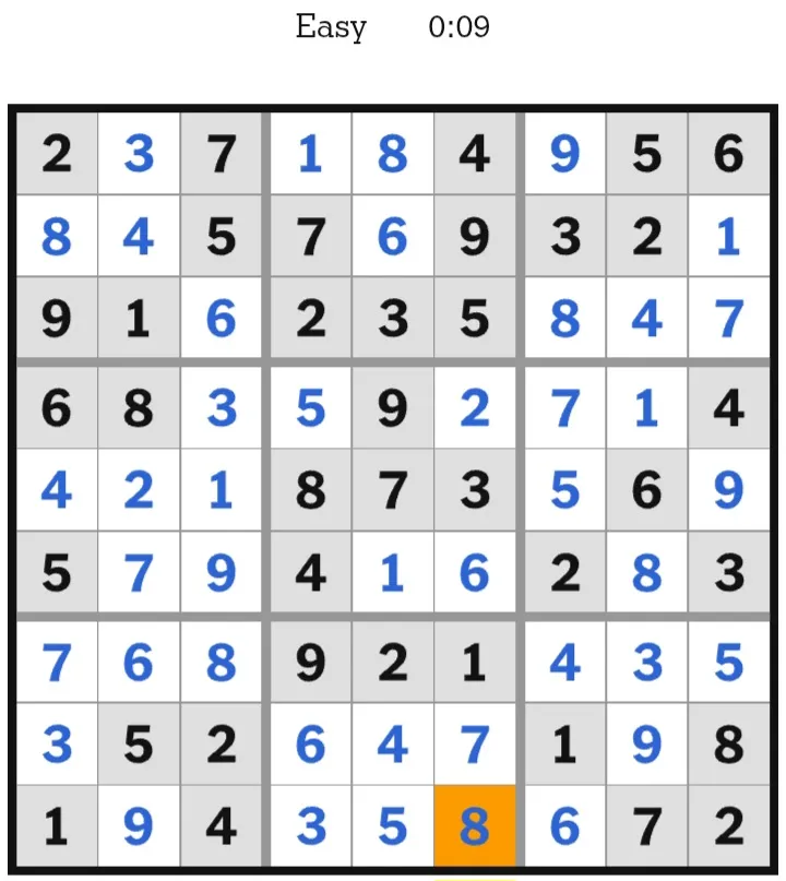 NYT Sudoku Easy Answers January 21, 2026