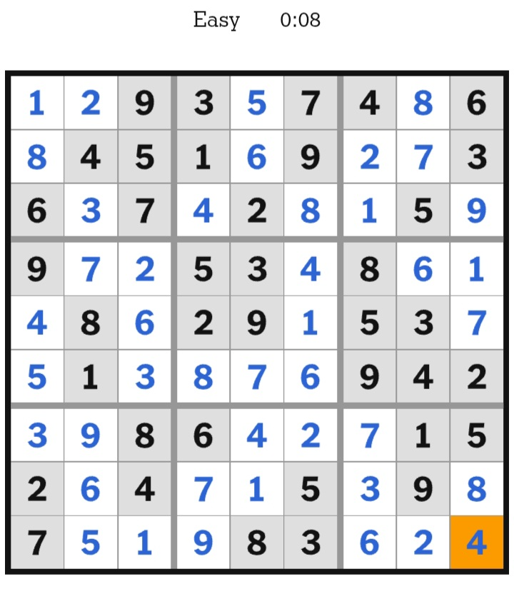 NYT Sudoku Easy Answers January 23, 2026
