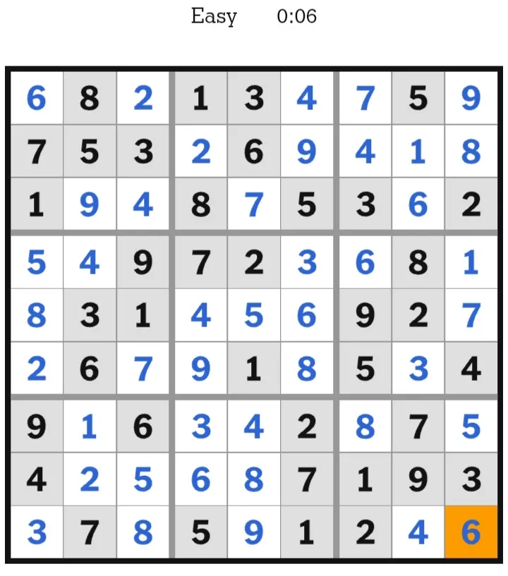 NYT Sudoku Easy Answers January 25, 2026