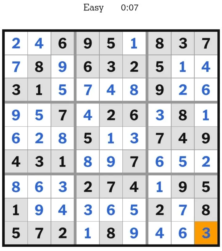 NYT Sudoku Easy Answers January 27, 2026