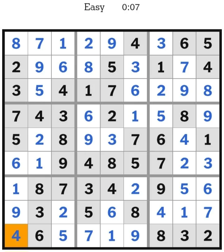 NYT Sudoku Easy Answers January 30, 2026