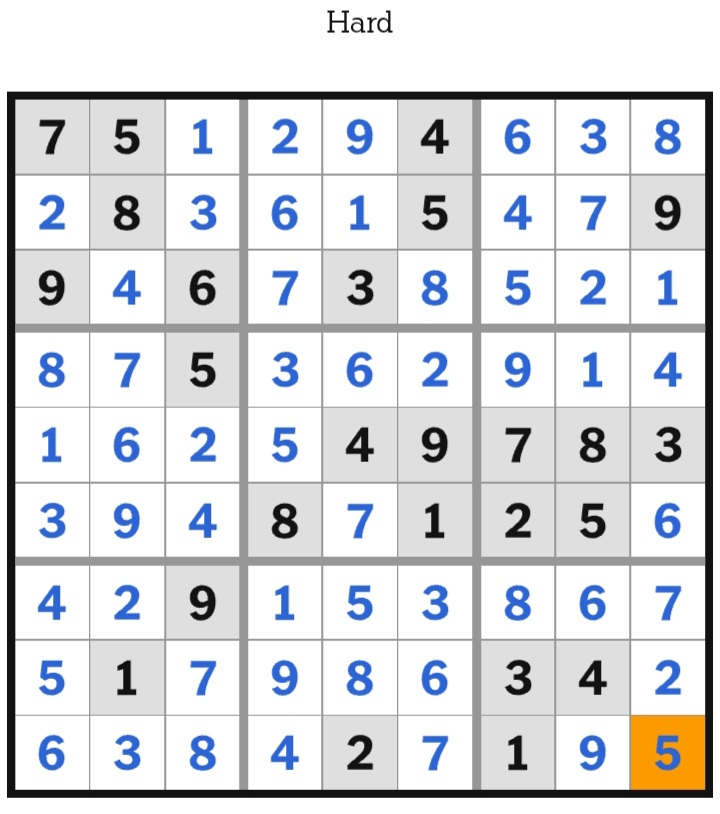 NYT Sudoku Hard Answers January 12, 2026