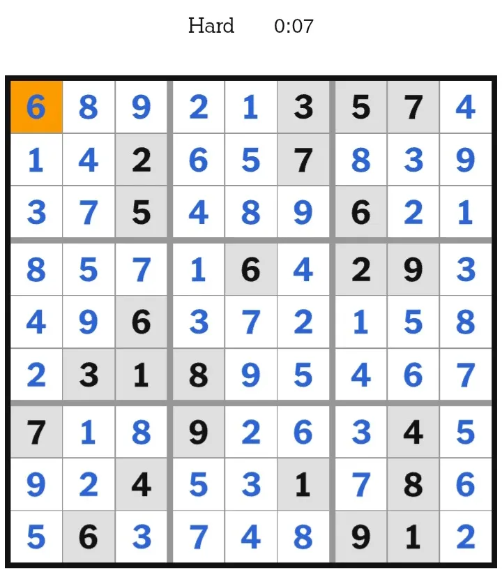 NYT Sudoku Hard Answers January 13, 2026
