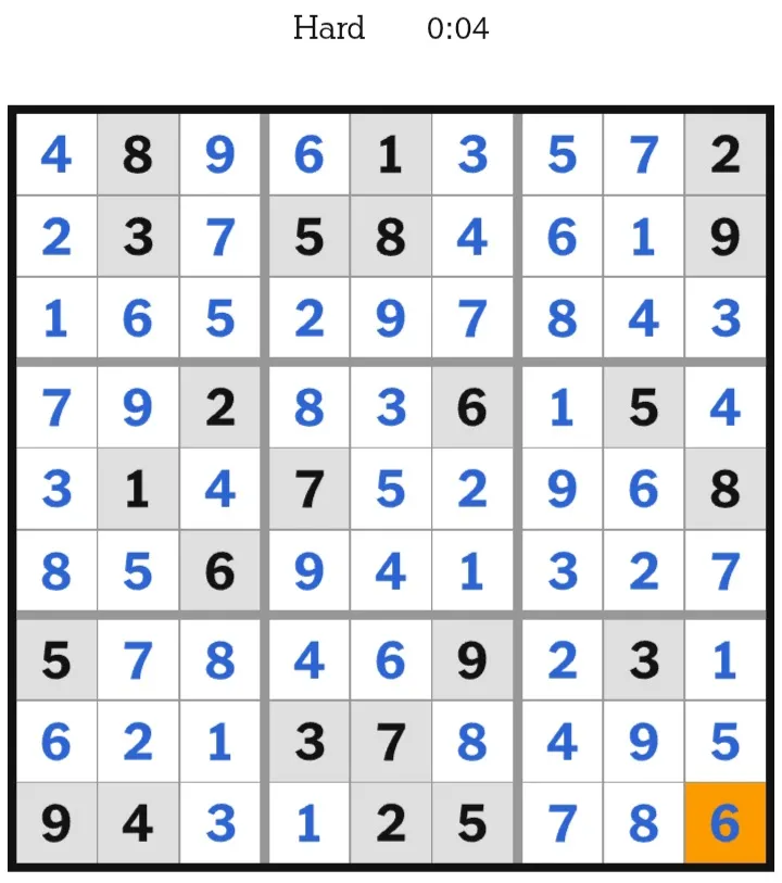 NYT Sudoku Hard Answers January 15, 2026