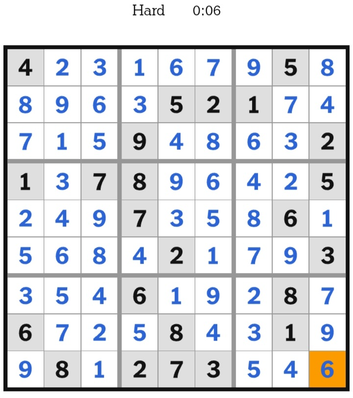 NYT Sudoku Hard Answers January 23, 2026