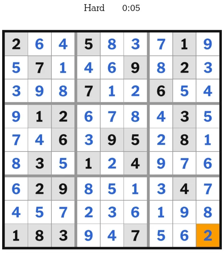 NYT Sudoku Hard Answers January 26, 2026