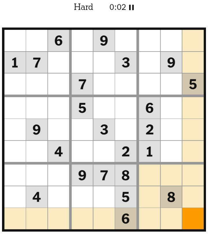 NYT Sudoku Hard January 02, 2026