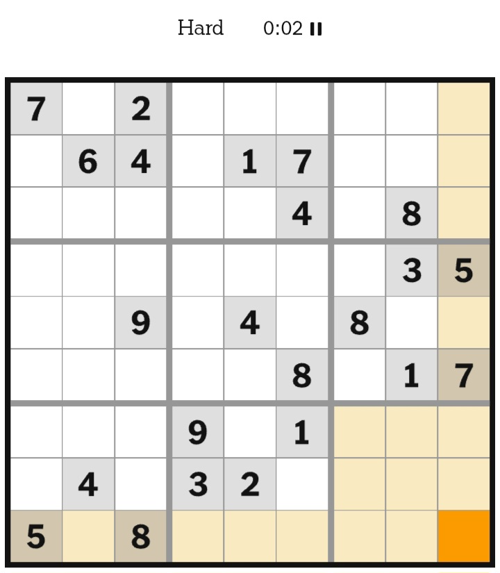 NYT Sudoku Hard January 03, 2026