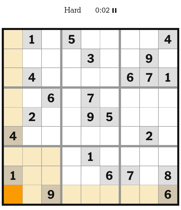 NYT Sudoku Hard January 04, 2026
