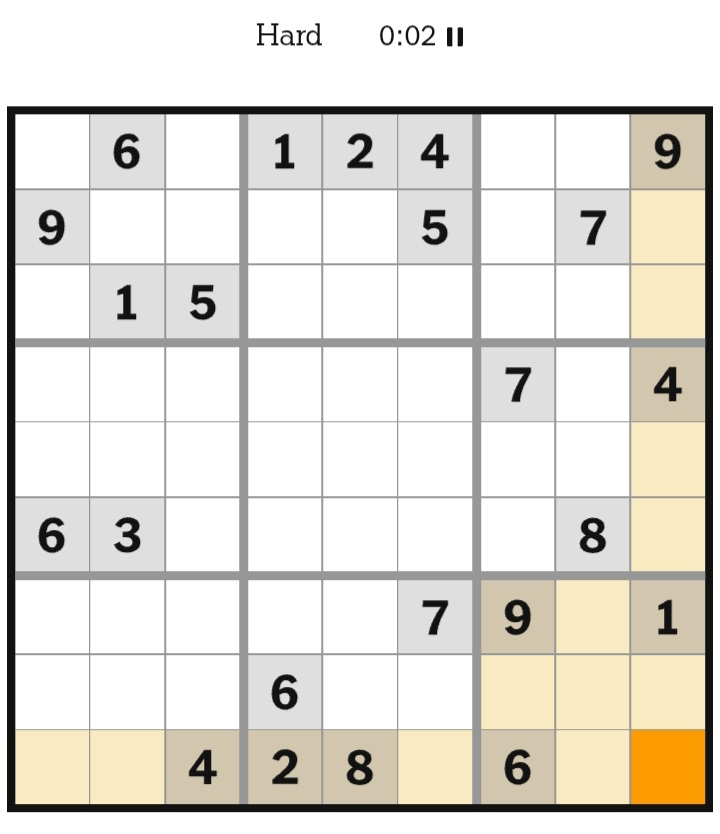 NYT Sudoku Hard January 06, 2026