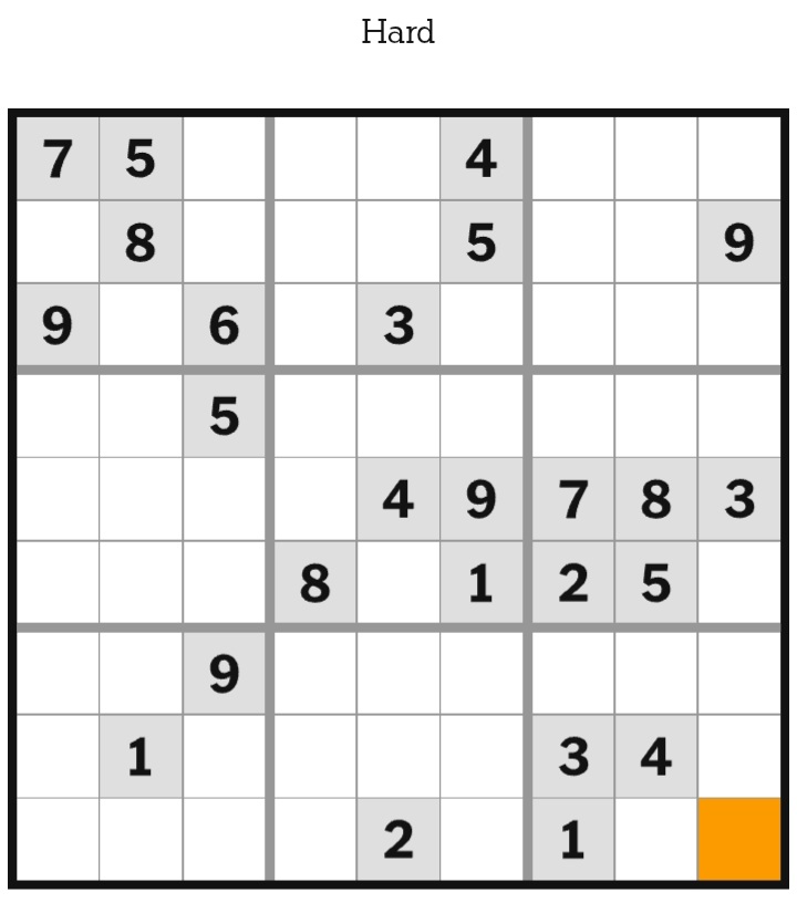 NYT Sudoku Hard January 12, 2026