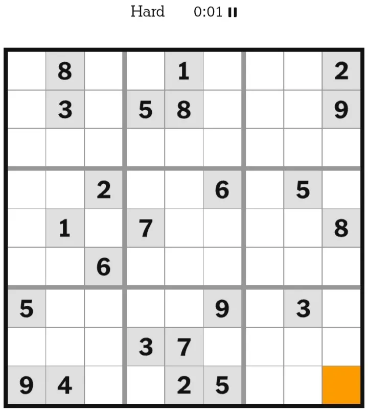 NYT Sudoku Hard January 15, 2026