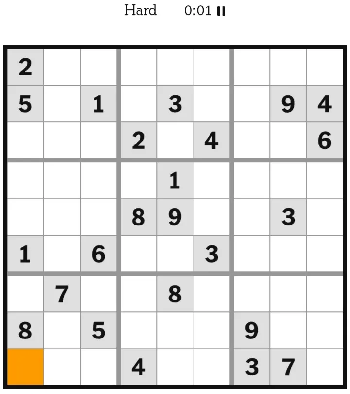 NYT Sudoku Hard January 21, 2026