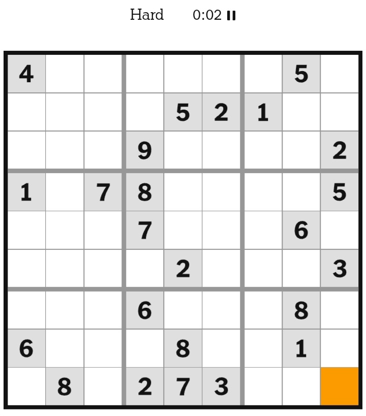 NYT Sudoku Hard January 23, 2026