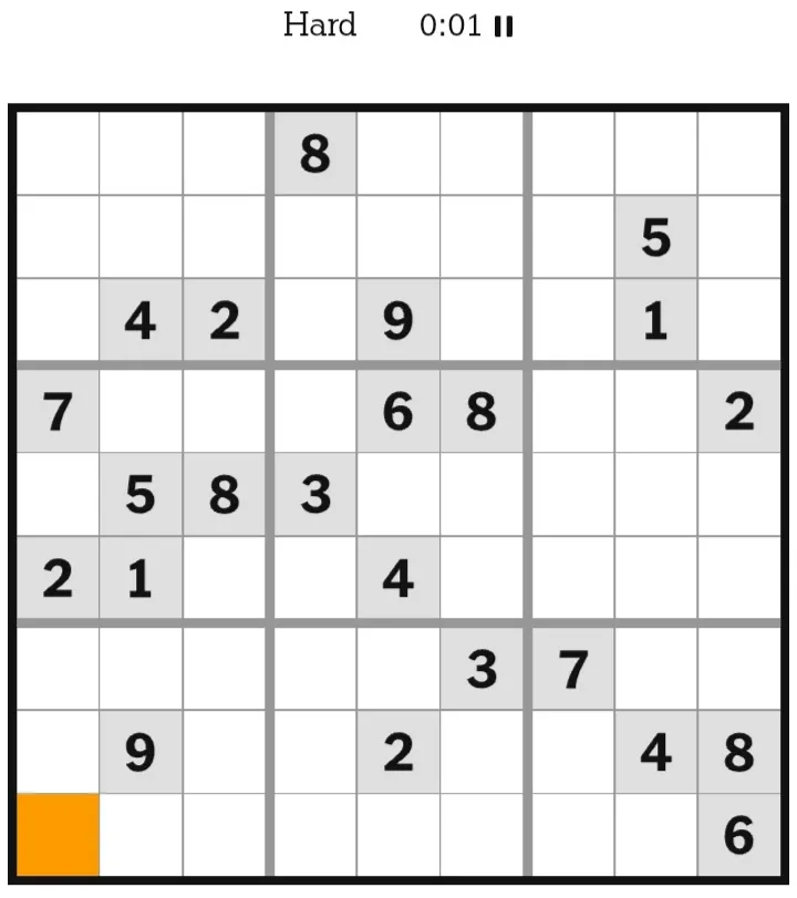 NYT Sudoku Hard January 25, 2026