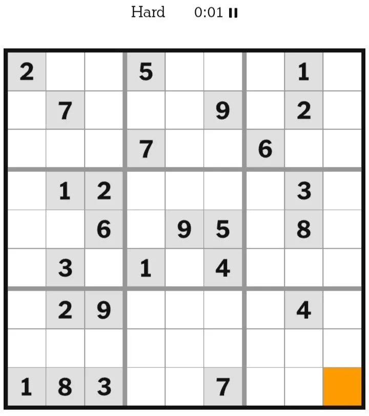 NYT Sudoku Hard January 26, 2026