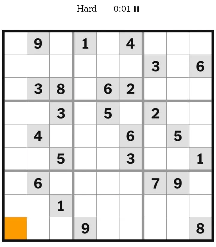 NYT Sudoku Hard January 28, 2026