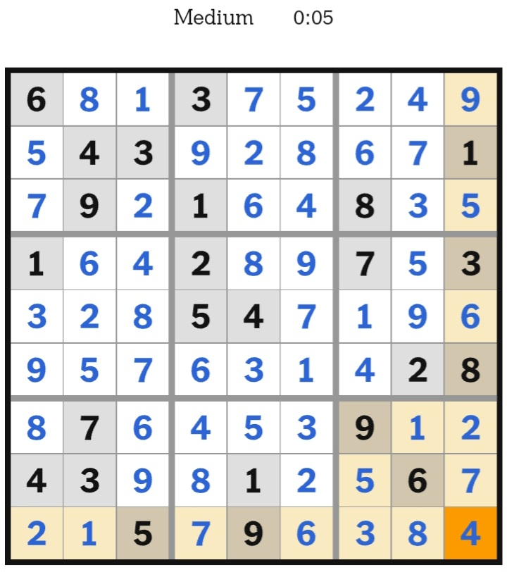 NYT Sudoku Medium Answers January 02, 2026