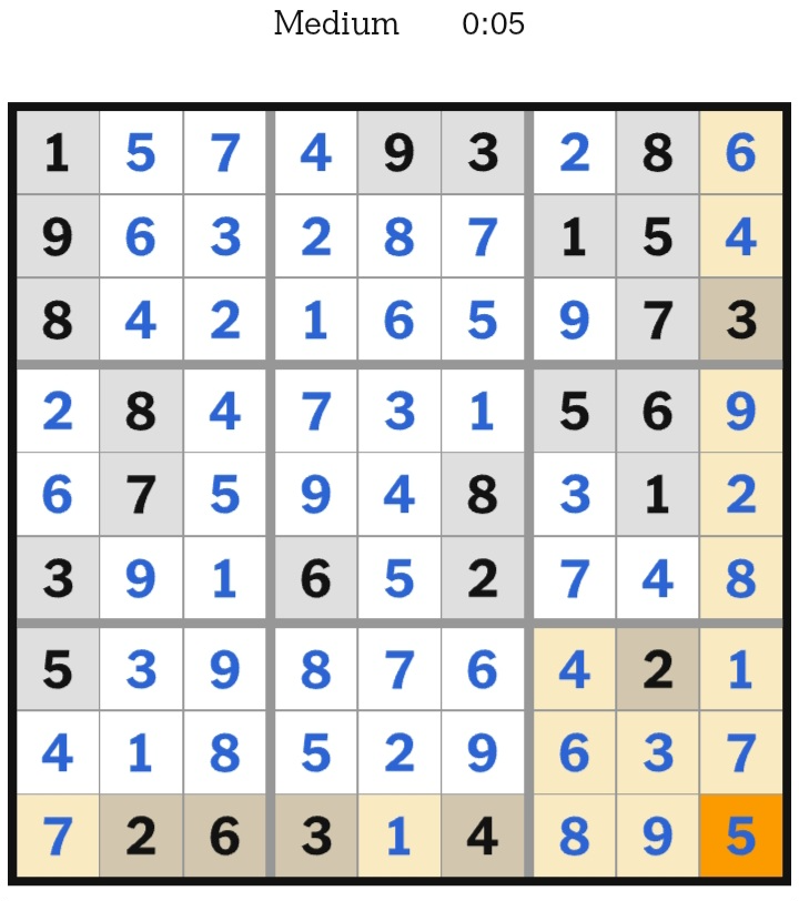 NYT Sudoku Medium Answers January 04, 2026