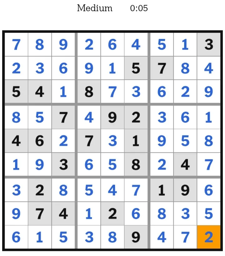NYT Sudoku Medium Answers January 17, 2026