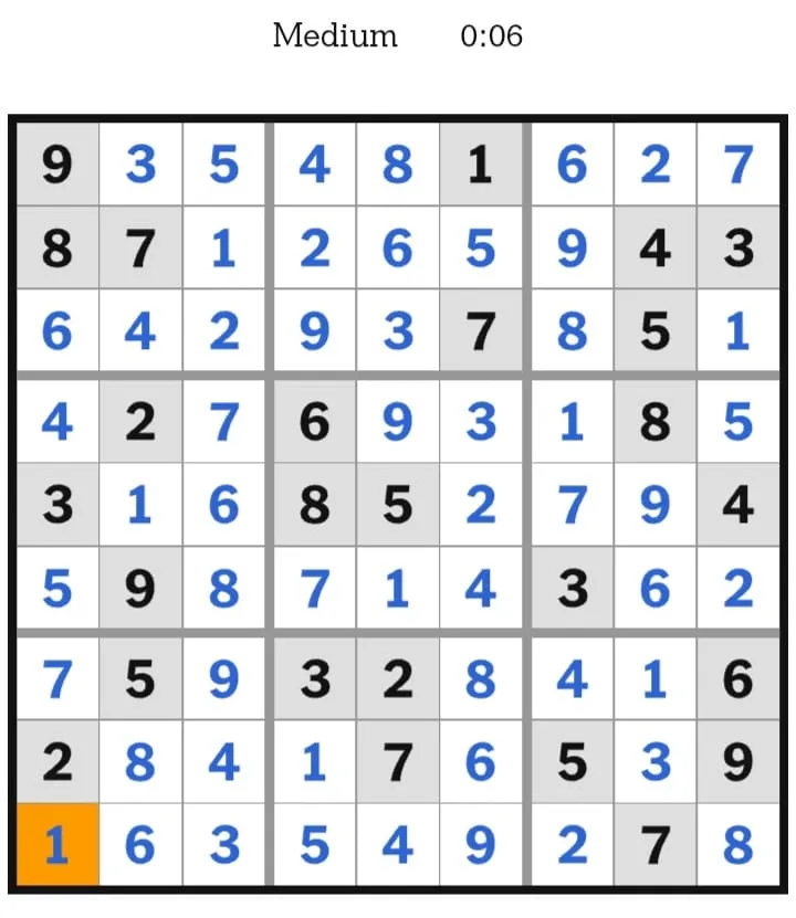 NYT Sudoku Medium Answers January 20, 2026