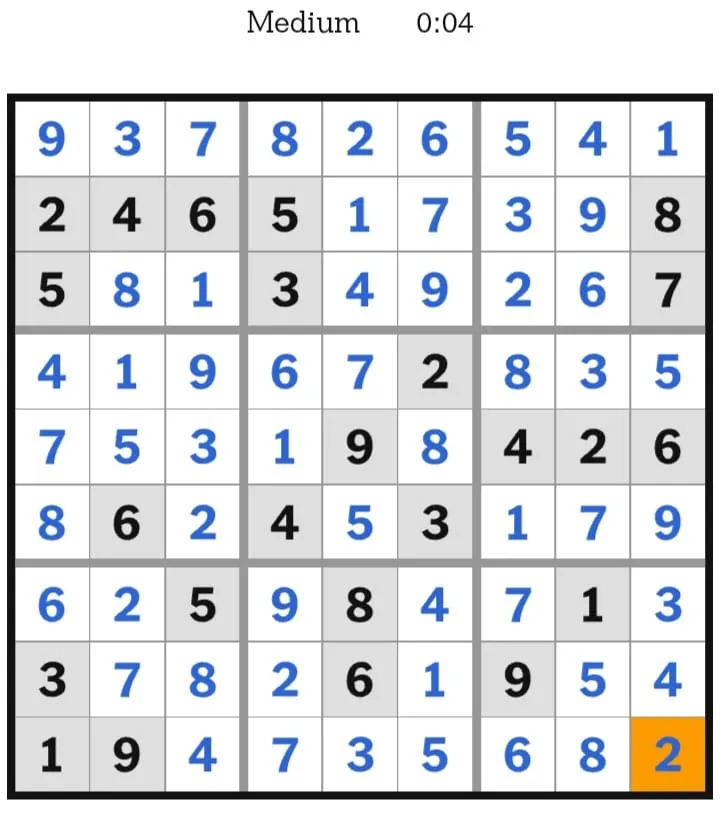 NYT Sudoku Medium Answers January 30, 2026