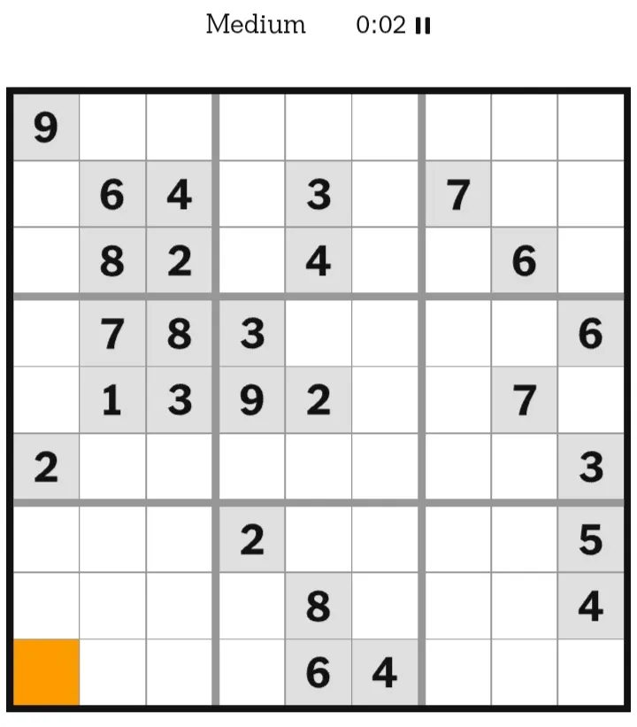 NYT Sudoku Medium February 01, 2026