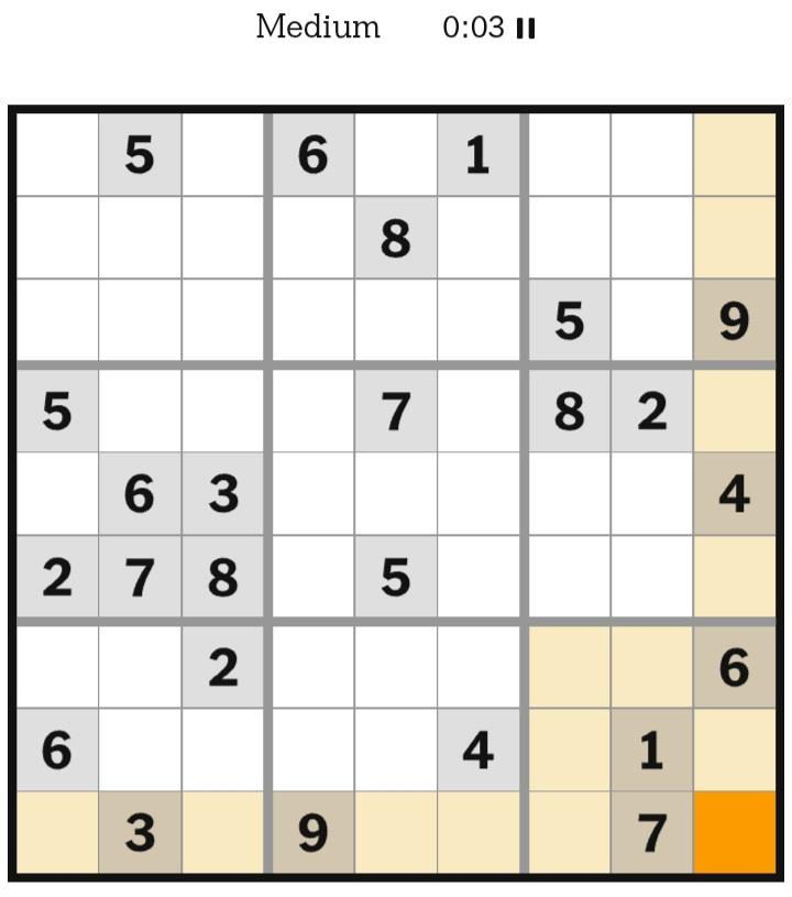 NYT Sudoku Medium January 01, 2026