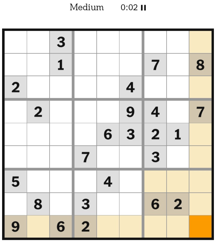 NYT Sudoku Medium January 03, 2026