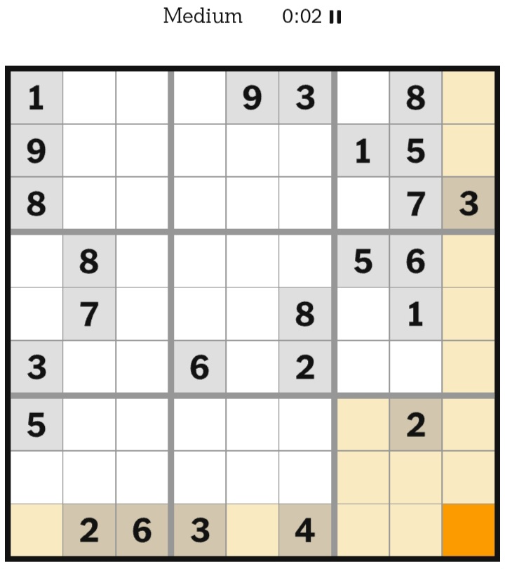 NYT Sudoku Medium January 04, 2026