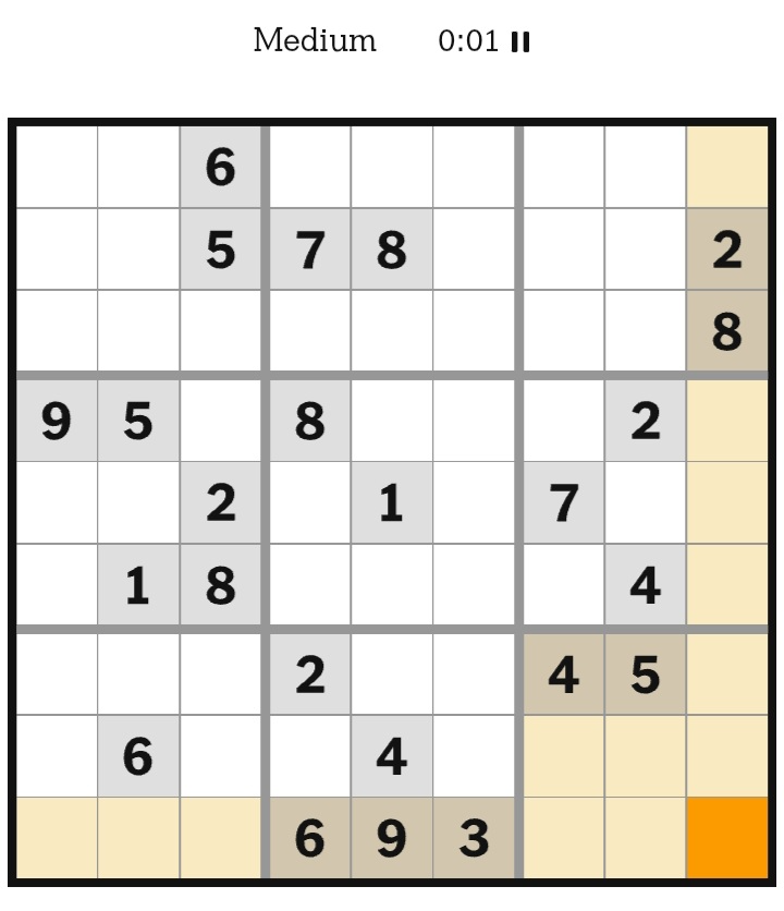 NYT Sudoku Medium January 05, 2026