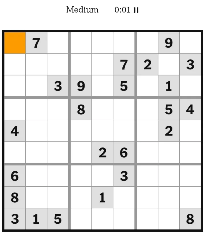 NYT Sudoku Medium January 14, 2026
