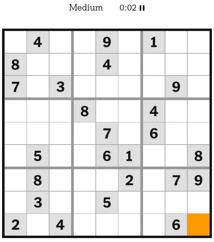 NYT Sudoku Medium January 15, 2026