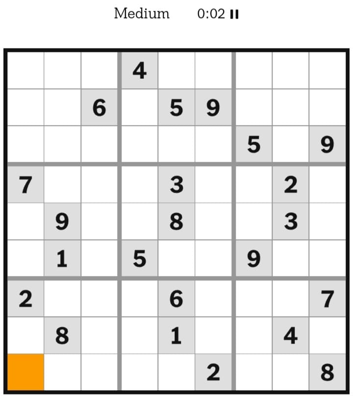 NYT Sudoku Medium January 19, 2026