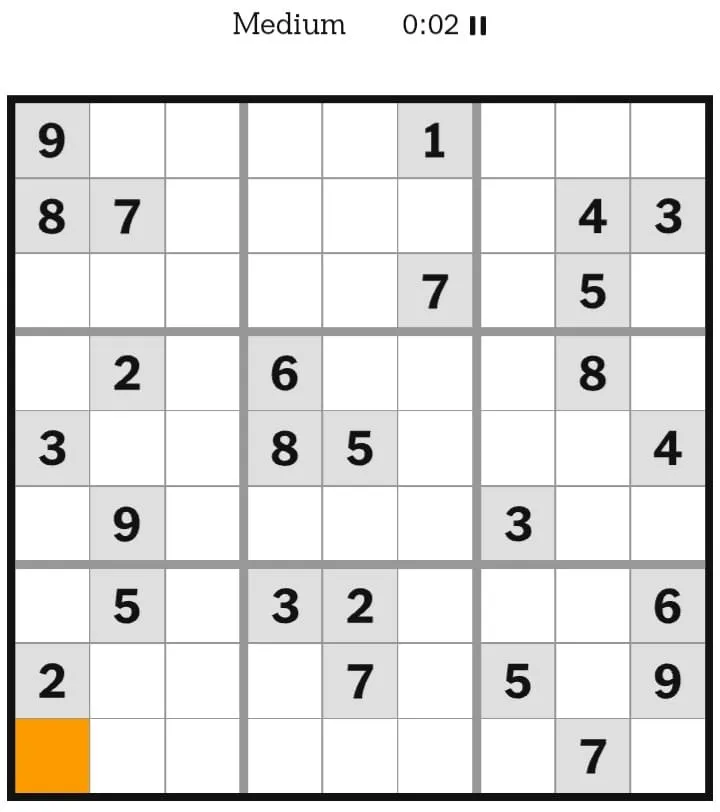 NYT Sudoku Medium January 20, 2026