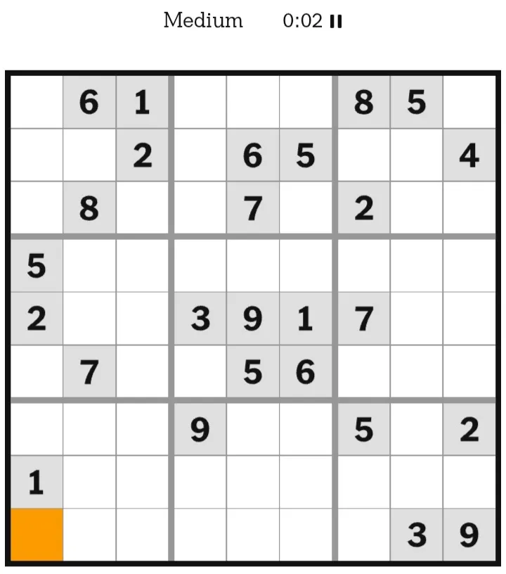 NYT Sudoku Medium January 21, 2026