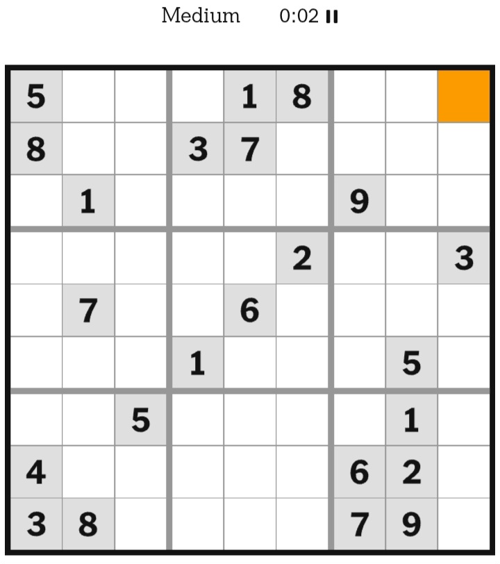 NYT Sudoku Medium January 23, 2026