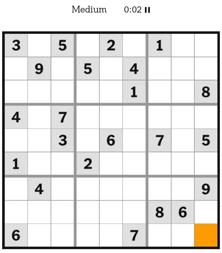 NYT Sudoku Medium January 24, 2026