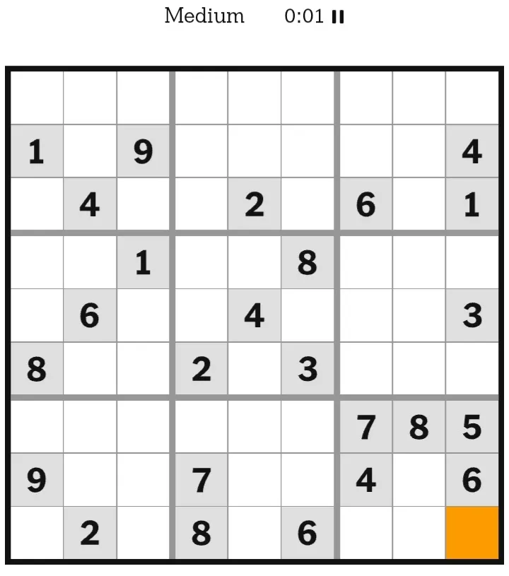 NYT Sudoku Medium January 26, 2026