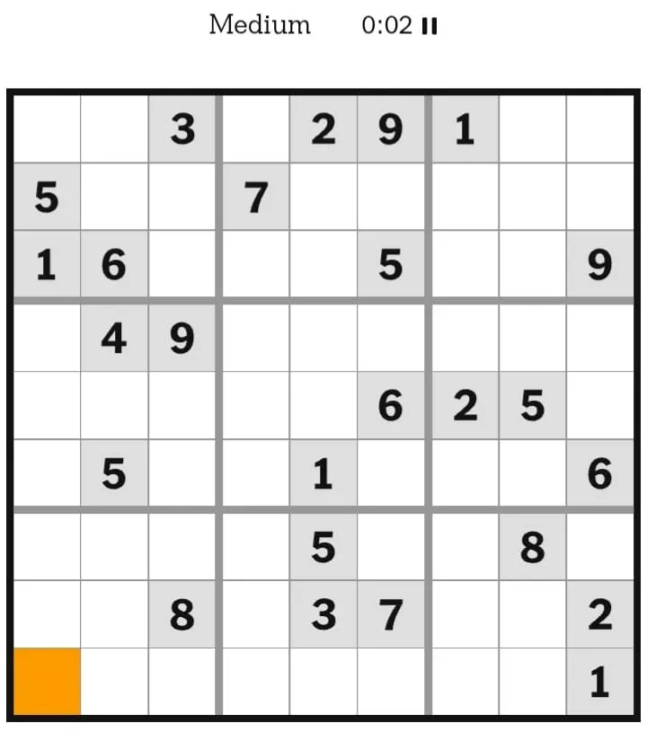 NYT Sudoku Medium January 27, 2026