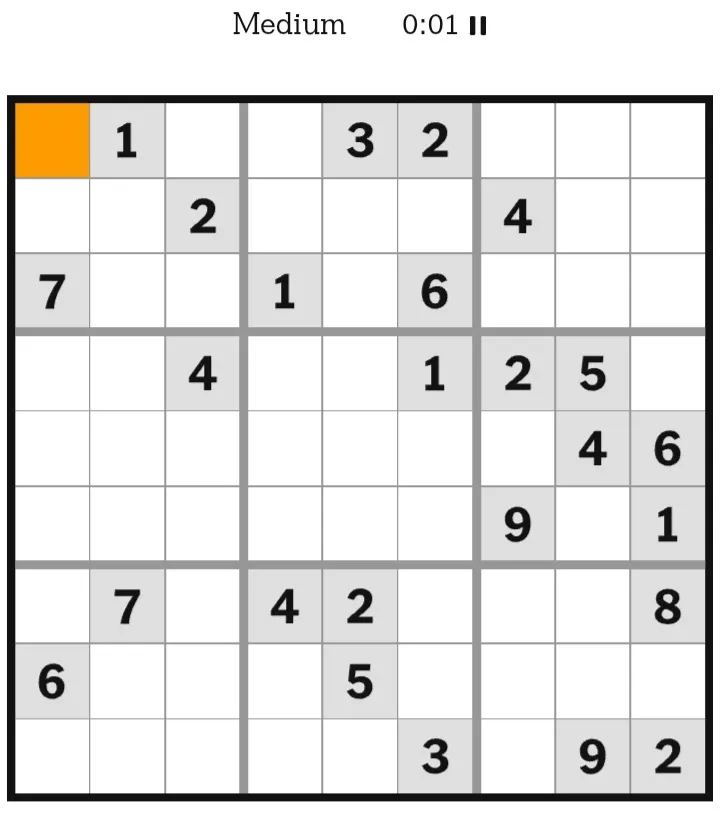 NYT Sudoku Medium January 29, 2026