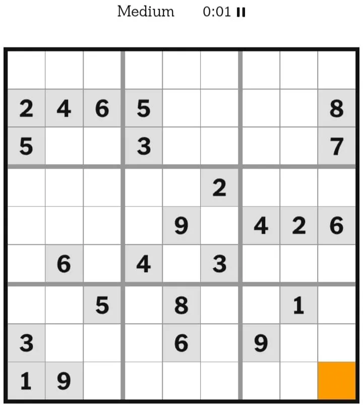 NYT Sudoku Medium January 30, 2026